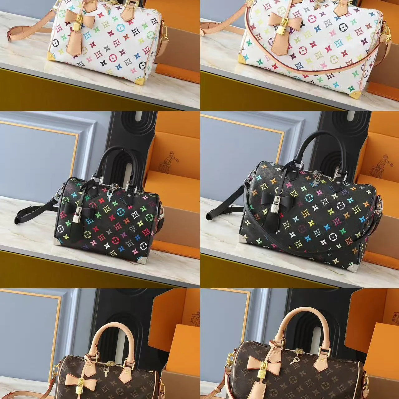 Premium Mirror Quality Speedy with Leather Strap Shoulder Bags