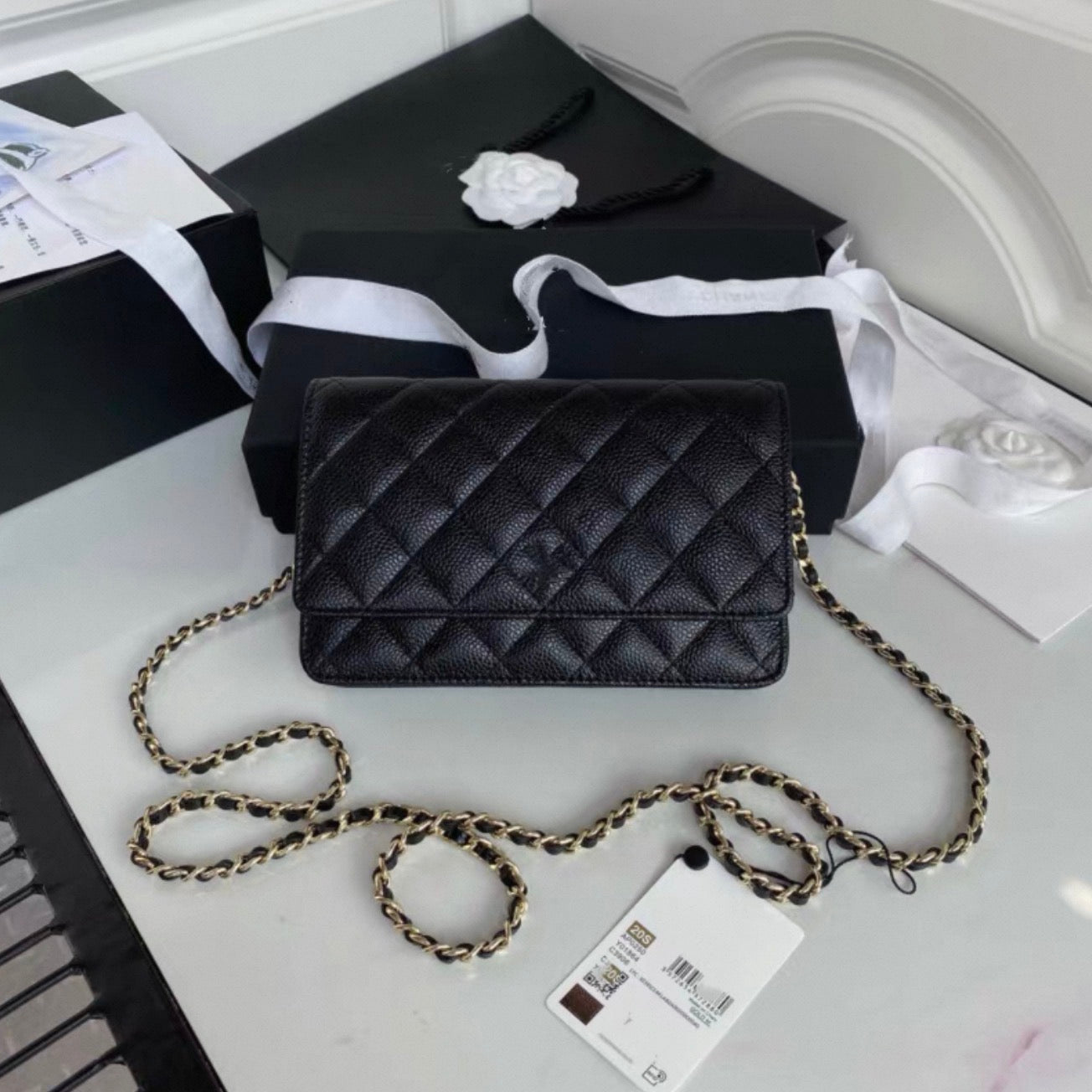 Premium Quality Genuine Leather Wallet On Chain Bag with Gold/ Sliver Hardware