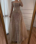 Mermaid High Quality Tulle Evening Dresses Temperament Square Collar