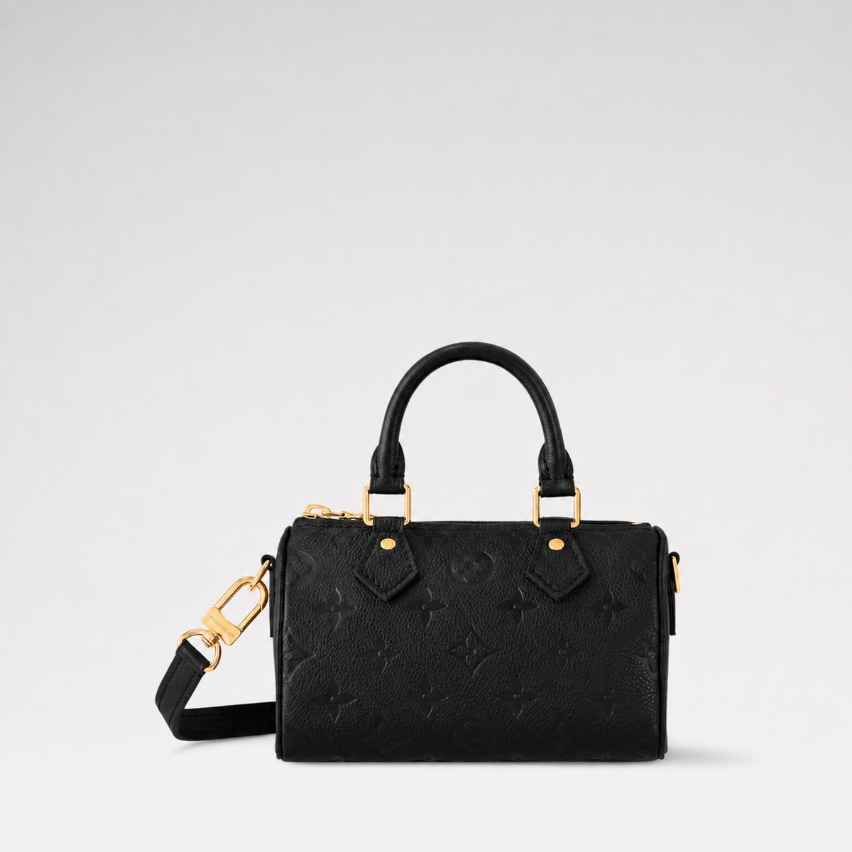 Premium Quality Black Emprint Leather Speedy Nano Style Mini Bag