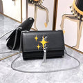 Premium Mirror Quality Kate Small Tassel Shoulder Bag in black leather
