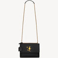 Premium Mirror Quality Sunset Medium Shoulder Bag in black leather