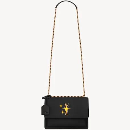 Premium Mirror Quality Sunset Medium Shoulder Bag in black leather